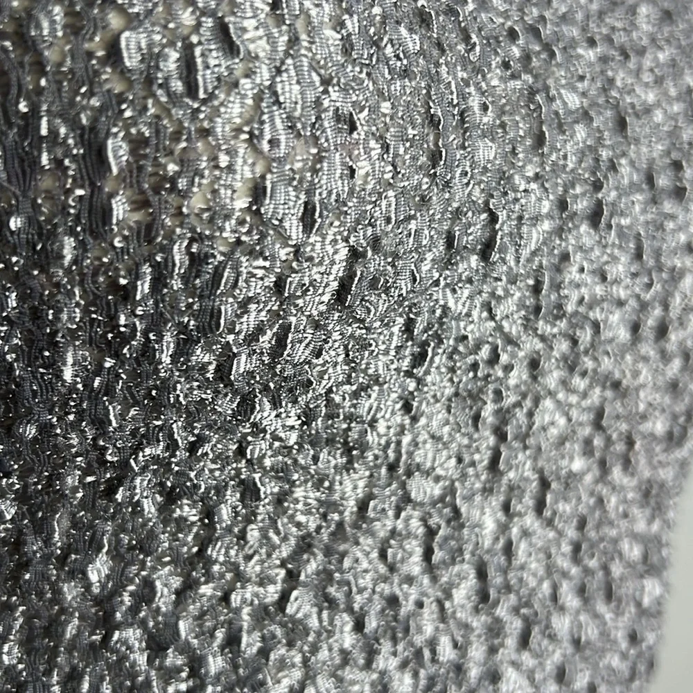 Vintage 90s Y2K Silver Metallic Textured Scoop Neck Top Wrapper M